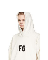 hellbeige bedruckter Pullover mit einem Kapuze von Fear Of God