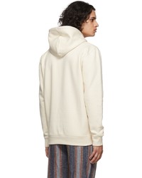 hellbeige bedruckter Pullover mit einem Kapuze von Labrum