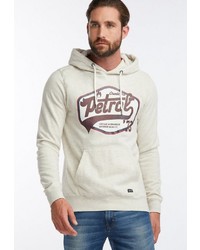 hellbeige bedruckter Pullover mit einem Kapuze von Petrol Industries