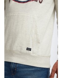 hellbeige bedruckter Pullover mit einem Kapuze von Petrol Industries