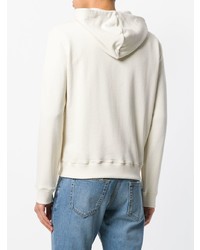 hellbeige bedruckter Pullover mit einem Kapuze von Saint Laurent