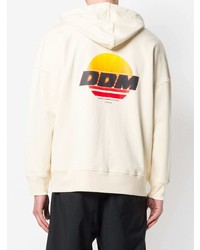 hellbeige bedruckter Pullover mit einem Kapuze von Drôle De Monsieur