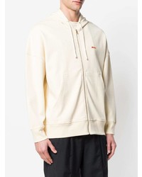 hellbeige bedruckter Pullover mit einem Kapuze von Drôle De Monsieur