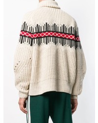 hellbeige bedruckter Pullover mit einem Reißverschluß von Isabel Marant