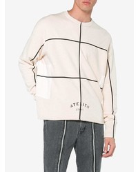 hellbeige bedruckter Pullover mit einem Rundhalsausschnitt von Maison Margiela