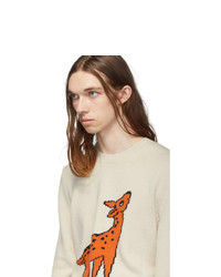 hellbeige bedruckter Pullover mit einem Rundhalsausschnitt von Gucci