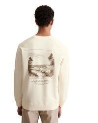hellbeige bedruckter Pullover mit einem Rundhalsausschnitt von Marc O'Polo