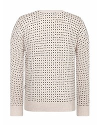 hellbeige bedruckter Pullover mit einem Rundhalsausschnitt von Naketano