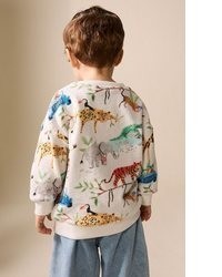 hellbeige bedruckter Pullover mit einem Rundhalsausschnitt von next
