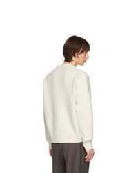 hellbeige bedruckter Pullover mit einem Rundhalsausschnitt von AMI Alexandre Mattiussi