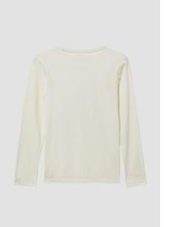 hellbeige bedruckter Pullover mit einem Rundhalsausschnitt von s.Oliver
