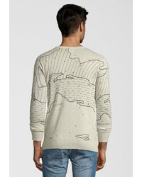 hellbeige bedruckter Pullover mit einem Rundhalsausschnitt von Scotch & Soda