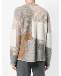 hellbeige bedruckter Pullover mit einem V-Ausschnitt von Falke