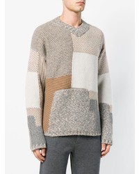 hellbeige bedruckter Pullover mit einem V-Ausschnitt von Falke