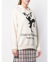 hellbeige bedruckter Pullover mit einer Kapuze von Gucci