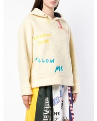 hellbeige bedruckter Pullover mit einer Kapuze von Mira Mikati