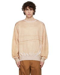 hellbeige bedrucktes Fleece-Sweatshirt