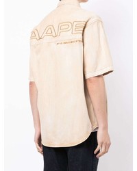 hellbeige bedrucktes Kurzarmhemd von AAPE BY A BATHING APE