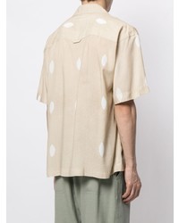 hellbeige bedrucktes Kurzarmhemd von Jacquemus