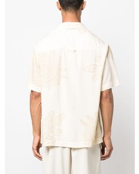 hellbeige bedrucktes Kurzarmhemd von Jacquemus