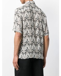 hellbeige bedrucktes Kurzarmhemd von Versace Collection