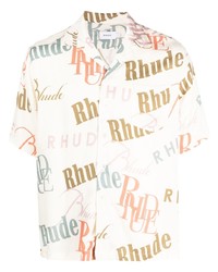 hellbeige bedrucktes Kurzarmhemd von Rhude