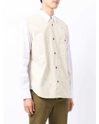 hellbeige bedrucktes Langarmhemd von Comme des Garcons Homme