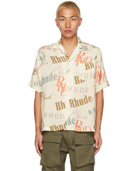 hellbeige bedrucktes Langarmhemd von Rhude