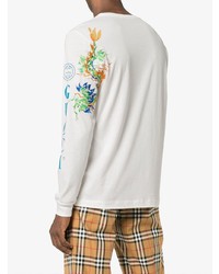 hellbeige bedrucktes Langarmshirt von Gucci