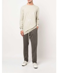 hellbeige bedrucktes Langarmshirt von Rick Owens DRKSHDW