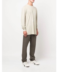 hellbeige bedrucktes Langarmshirt von Rick Owens DRKSHDW