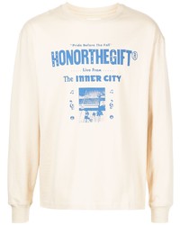 hellbeige bedrucktes Langarmshirt von HONOR THE GIFT