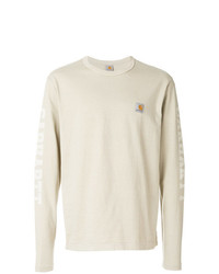 hellbeige bedrucktes Langarmshirt von Junya Watanabe MAN