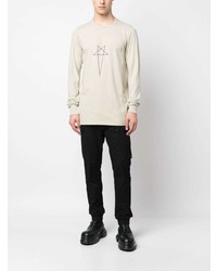 hellbeige bedrucktes Langarmshirt von Rick Owens DRKSHDW