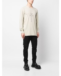 hellbeige bedrucktes Langarmshirt von Rick Owens DRKSHDW