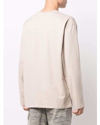 hellbeige bedrucktes Langarmshirt von MSGM