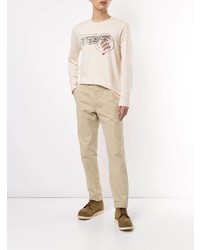 hellbeige bedrucktes Langarmshirt von Kent & Curwen