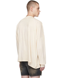 hellbeige bedrucktes Langarmshirt von Magliano