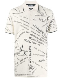 hellbeige bedrucktes Polohemd von Dolce & Gabbana