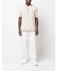 hellbeige bedrucktes Polohemd von Balmain