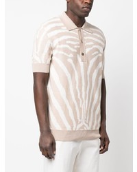 hellbeige bedrucktes Polohemd von Balmain