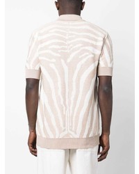 hellbeige bedrucktes Polohemd von Balmain