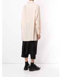 hellbeige bedrucktes Seidelangarmhemd von Yohji Yamamoto