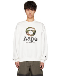 hellbeige bedrucktes Sweatshirt von AAPE BY A BATHING APE