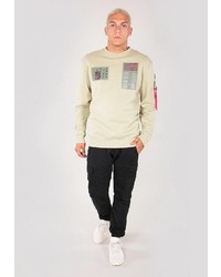 hellbeige bedrucktes Sweatshirt von Alpha Industries