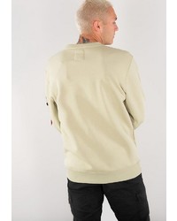 hellbeige bedrucktes Sweatshirt von Alpha Industries