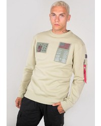 hellbeige bedrucktes Sweatshirt von Alpha Industries