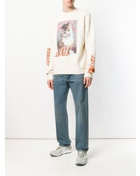 hellbeige bedrucktes Sweatshirt von Heron Preston