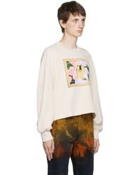 hellbeige bedrucktes Sweatshirt von Eckhaus Latta
