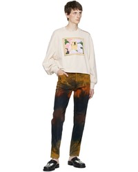 hellbeige bedrucktes Sweatshirt von Eckhaus Latta